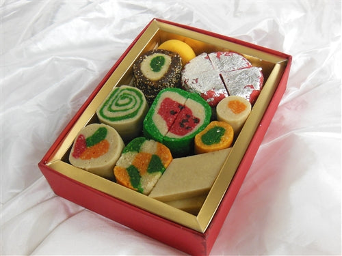 1lb Red & Yellow Diya Mix Sweets Gift Box