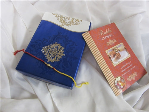 Rakhi 1LB Blue and White Cloth Gift Box