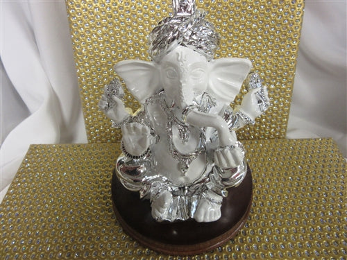 White & Silver Ganesh Murti
