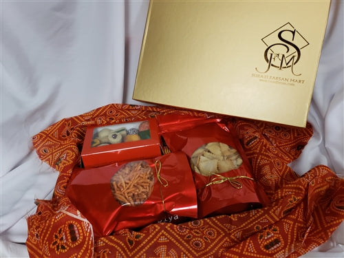 Diwali Special Mix Sweets and Snacks Gold Gift Box