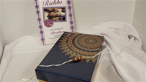 Rakhi 1LB Blue & Gold Gift Box