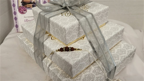 Rakhi White & Grey Gold Tower Gift Box