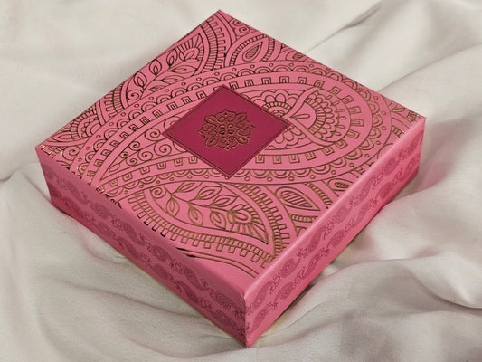 1/2LB Pink & Gold Paisley Mix Sweets Gift Box