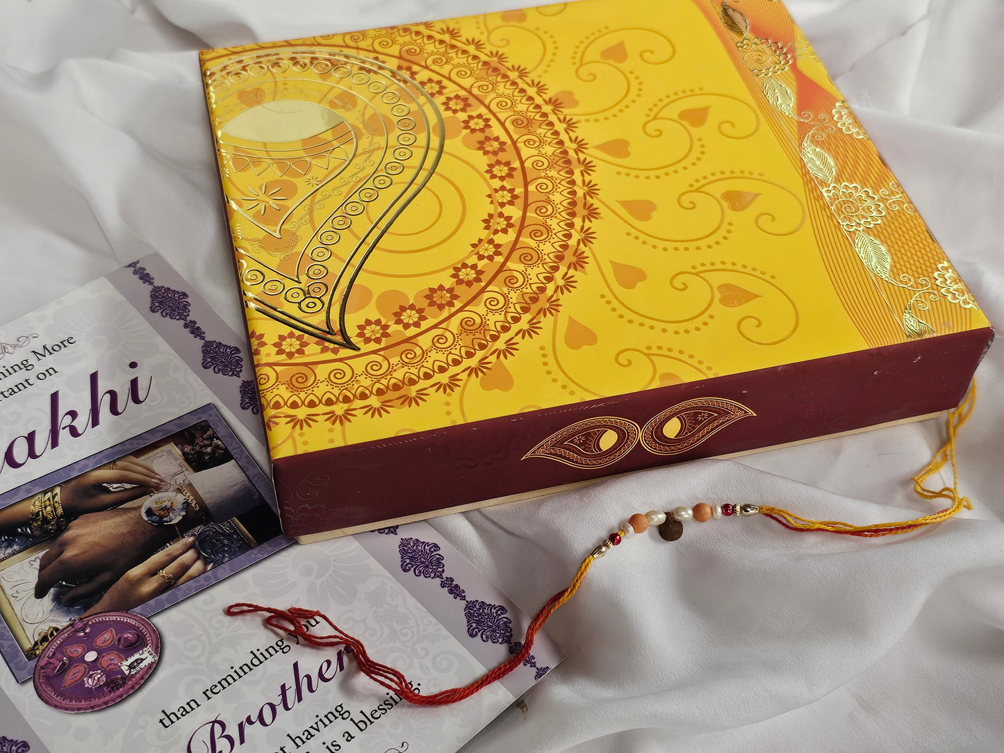 Rakhi 1lb Yellow Diya Mix Sweets Gift Box