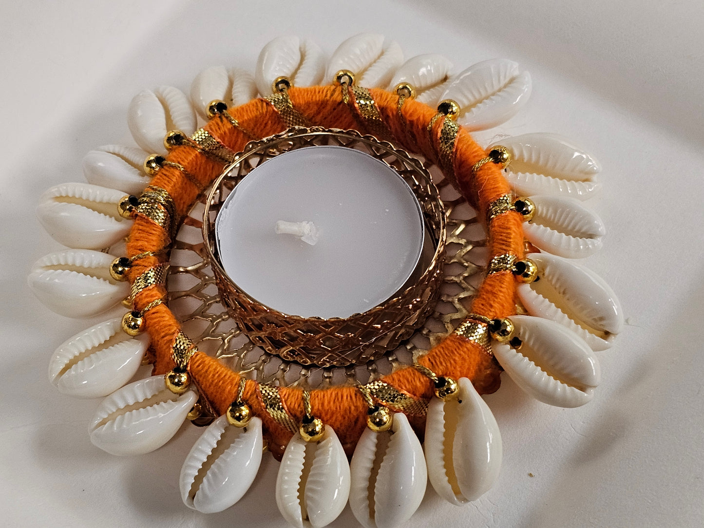 Orange Seashell Diya