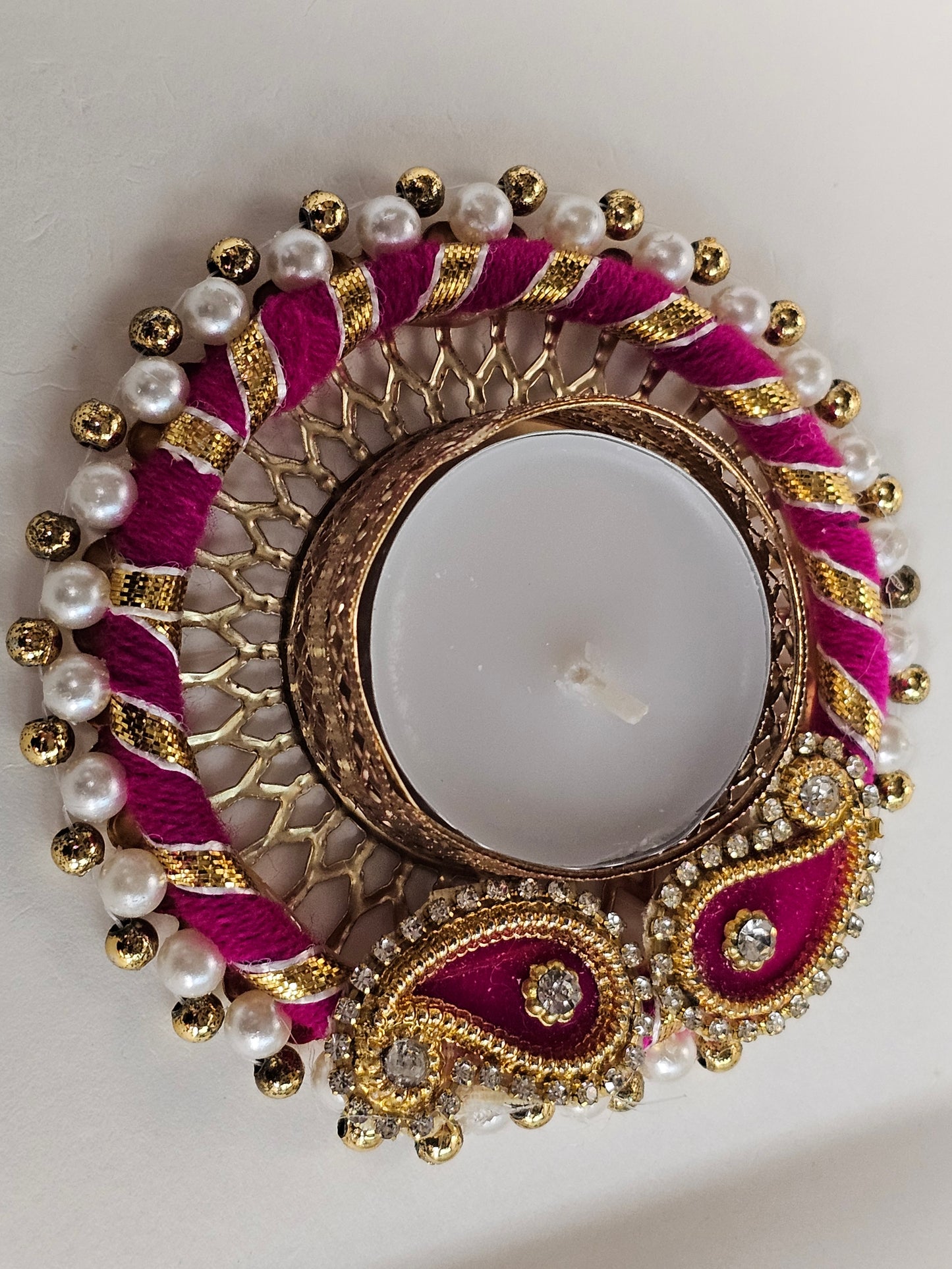 Pink & Gold Pearl Diya