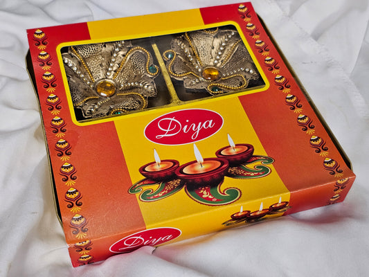 Gift Box Gold Diya Set - 4 Pc