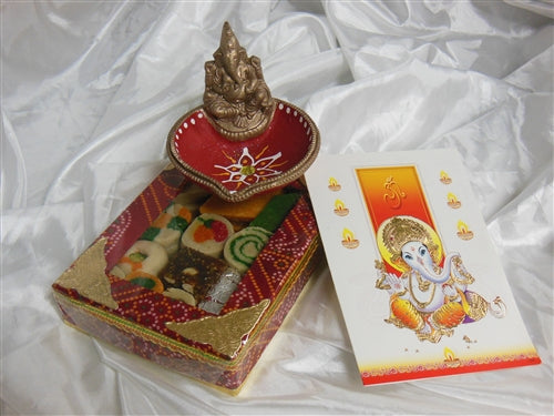 Diwali Special Red Bandini 1lb Mix Sweets/Ganesh Diya