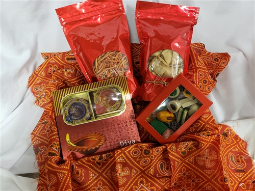 Diwali Special Mix Sweets and Snacks Gold Gift Box