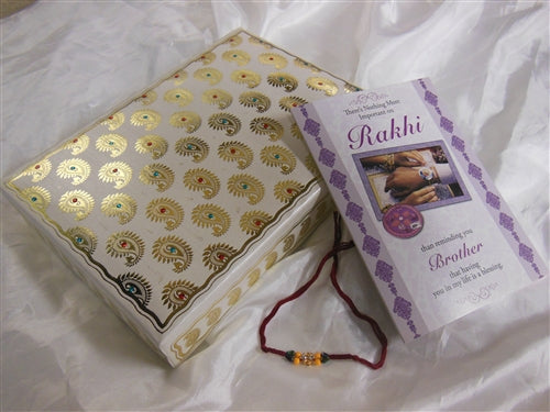 Rakhi  2LB Mix Sweets Gold & Paisley Gift Box